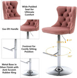 SERENIT Pink Velvet Bar Stools Adjustable Swivel Counter Height Chairs with Tufted Back and V255-GP2211R-PINK