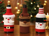 3-piece Santa Claus and Reindeer Snowman and Designs Style Knitted Christmas Wine Bottle Cover V888-ELOSUNG53313