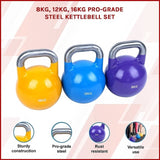 8KG, 12KG, 16KG Pro-Grade Steel KettleBell Set V63-782545