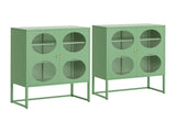 Artiss 2x Buffet Sideboard Cabinet ELLA Cupboard Storage Glass Doors Metal Green AI-SIDE-GL-03-GN-ABX2