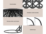 Gardeon Outdoor Swing Chair Hanging Rattan Patio Furniture Pod Stand Cushion 2 Seater HM-B-EGG-TAT-D-J-BKGR-AB