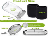 Sprouting Kit with Stainless Steel Screen Sprouting Lids & Glass Mason Jars & Light-Blocking V1258-DP02-WO-412