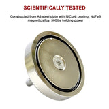 Round Neodymium Fishing Magnet with Countersunk Hole and Eyebolt, 500 LBS pull V63-821733