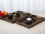 Wood Tea Tray Fade Resistant Exquisite Retro Reinforced Rectangular Tea Serving Tray V1294-YM0703-3118230027311