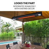 THERMOMATE 2000W Electric Outdoor Strip Heater, Carbon Fiber Element, Wall Ceiling or Hanging Mount, V219-HTREHTTHS2KA