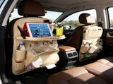 3.15"D x 17.7"W x 25.2"H Universal Premium Leather Foldable Backseat Organizer with Table Tray, V1107-799-14372-BEG-1PACK