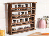 4 Tiers Rustic Wood Spice Rack Organizer Wall Mounted Kitchen Shelves Space Save V767-JJ-ZZ116