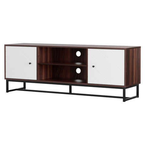 Artiss TV Unit 150cm Storage Shelves Walnut White FUR-U-CT03-TV150-WALWH-AB