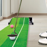 Indoor Practice Putting Green 2.5m Mat Inclined Ball Return Fake Grass 2 Holes V63-832861