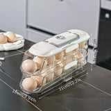 (Double row and second floor)Egg Holder for Fridge Stackable Pull Out Drawer with Handle Removable V1385-JDH-WU-904-003