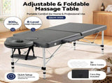 Zenses Massage Table 55cm Portable 2 Fold Aluminium Beauty Bed Grey MT-ALUM-2FOLD-GR-55