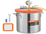 5 Gallon Vacuum Upgraded Tempered Glass Lid Vacuum Degassing 304 Stainless Steel V952-JSZKTJS5GALLH3CGUV0