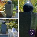 PROTEGE Solar Fountain Water Feature Outdoor Bird Bath with LED Lights - Charcoal V219-PMPFPKPROA3CB