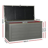 Gardeon Outdoor Storage Box 680L Container Lockable Garden Bench Tool Shed Black OSB-S680-BK