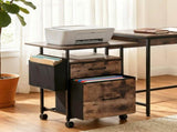 Artiss 2 Fabric Drawer File Cabinet Printer Stand Rolling File Cabinet with Side Bag MET-FC-25155-RB