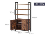 Levede 6 Tier Bookshelf Storage Cabinet Bookcase Display Adjustable Shelves Door CH1170-6-WA-AU