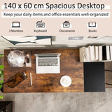 1.4m Computer Table Desk Book Storage Student Study Home Office Workstation Vintage Oak Finish V255-SIDEBOOKDESK-1.4
