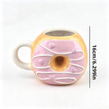 Donut Shaped Ceramic Coffee Mug,Novelty Cartoon Doughnut Cup for Couples,Funny 3D Drinkware for Home V1369-AZ3-W-14807
