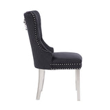 Victoria 2X Dining Chair Black Velvet & STAINLESS STEEL Legs V43-DC-VIC