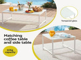 Gardeon 5-Piece Outdoor Sofa Set with Cushions table and Chairs White ODF-5PC-SOFA-TXL-WH-AB