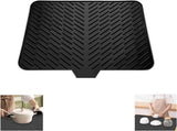 Silicone dish draining mat with integrated rim, heat-resistant, eco-friendly, waterproof, and V1188-MS-313-0426