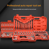 46-Piece Automotive Repair Tool Set - Carbon Steel Ratchet Wrench Socket Kit - 1/4 Inch Drive with V888-ELOSUNG50892