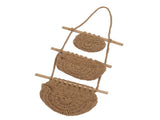 Hanging Fruit Basket 3 Tier Wall Mounted Handcraft Hemp Rope Wood 3 Tier Hanging Wall Basket for V1294-YM0717-3115220087211