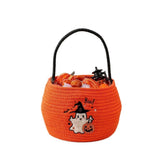 Halloween Candy Storage Basket,Woven Cotton Rope Snack Holder with Ghost Design,Multi-purpose Treat V1369-AZ3-W-14919