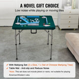 Mahjong Table with Mahjong Tiles Set, Fold-in-Half 4 Player Card Table with 144PCS Majiang Tiles and V952-SDMJZBSZSMJZ336P1V0