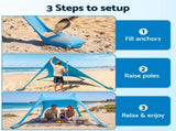 Weisshorn Camping Tent Beach Tent Canopy Sun Shelter Portable Blue XFEL-TENT-BEACH-BU