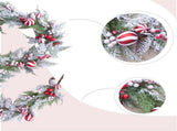 70 Inch Christmas Candy Cane Garland for Front Door, Winter Red White Xmas Holiday Garland for V1258-DP02-C-2711