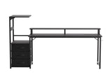 Artiss 145cm L Shaped Gaming Desk Computer Desk with LED Lights & Power Outlets MET-FC-25220-BK