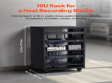 16U AV Rack, 90.7 kg Max Load Capacity, Home Recording Studio Rack with Lockable Caster Wheels, Open V952-LYSJJ16U18YCAXC9D001V0