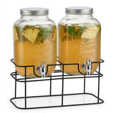 CARLA HOME 2 Pack Glass Drink Dispensers with Juice Pot Stand - 4L V178-36510