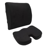Seat Cushion and Lumbar Support Pillow Black Suede Memory Foam Reduce Tailbone Pressure Chair Pads V1294-YM0901-3117230210511