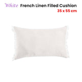 Vintage Design Homewares White French Linen Filled Cushion Oblong - 35cm x 55cm V442-HIN-CUSHION-FRENCHLINEN-WHITE-RE