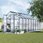 Green Fingers Greenhouse 6.3x2.44x2.1M Aluminium Polycarbonate Green House Garden Shed GH-ALU-B-630X244X210-GN-AB