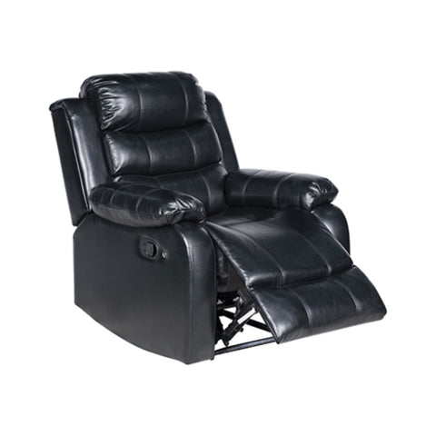 Chelsea 1R Seater Finest Leatherette Recliner Feature Console LED Light Ultra Cushioned V43-REC-CHLS1RBL