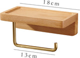 Toilet Roll Holder with Shelf - Toilet Roll Holder Without Drilling - Wood - Self-Adhesive - Toilet V1188-NK-BOL-419