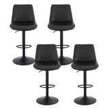 Artiss 4x Bar Stools Kitchen Swivel Gas Lift Counter Chair Diamond Leather Black BA-K-799G-BKX4