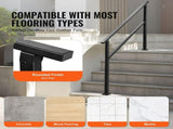 Outdoor Handrails for Steps, 4-5 Step Stair Rail Kit, Black Square Tube with Horizontal Bar, Carbon V952-FGDHGZLSLZFSY0FVPV0