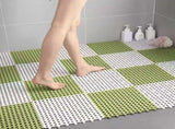 White And Green DIY Interlocking Non-Slip Floor Tiles - 12-Pack PVC Drainage Mat for Shower & V888-ELOSUNG36093