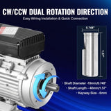 0.75KW Electric Motor 1400 rpm, AC 220240V 5.45A, 80, B34 Frame, Air Compressor Motor Single Phase, V952-TYJLIECDJ172IOHFKV7