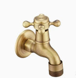 Antique Brass Faucet for Garden Hose, Fence, Bathroom & Outdoor Use Durable and Stylish Faucet V1107-113-16567-BRO-DUALOUTLETFAUCET