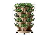 Green Fingers Garden Bed 5 Tier Vertical Garden Grey Strawberry Stackable Planters Herb Petunias Tan GARDEN-PLASTIC-25L-DYE