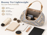 Crochet Bags for Women, Large Capacity Boho Woven Mesh Shoulder Tote, Lightweight Summer Beach V1366-AZ2-W-11637