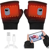 Pink Professional USB electric heating fingerless gloves, unisex, with LED temperature display, V1232-JRST002