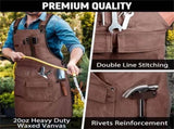 Woodworking Apron for Men, Shop ApronCanvas Work Apron with 9 Tool Pockets, Heavy Duty Wood Working V1192-AZ-W-2789