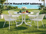 Gardeon 5PCS Outdoor Dining Set Table and Chairs Patio Furniture Garden Diamond White ODF-DIN-5STFD-130-WH