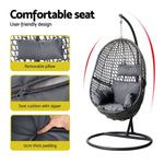 Gardeon Outdoor Egg Swing Chair Wicker Rattan Furniture Pod Stand Cushion Black HM-EGG-J-SELIPS-S-BK-AB